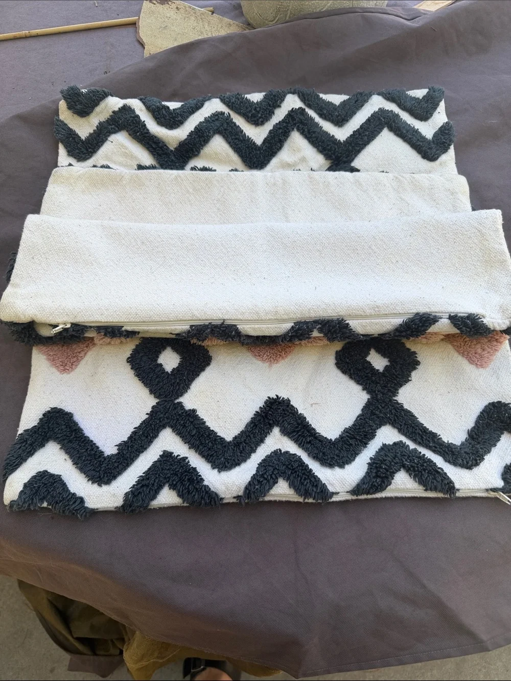 H&M Geometric Tufted Accent Pillow - Black, White & Blush Pink